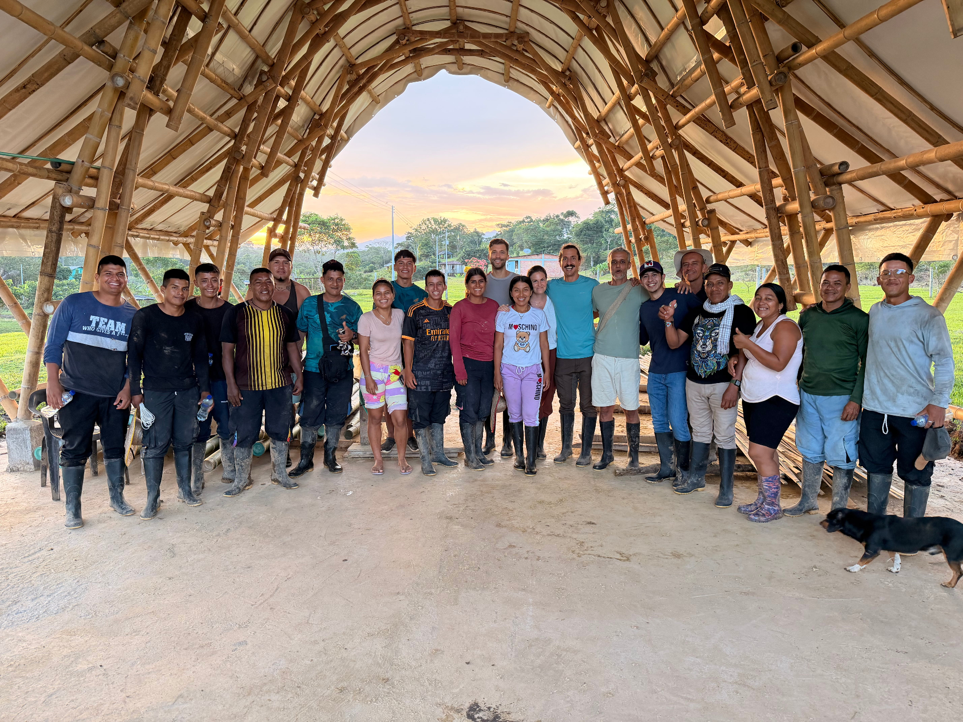 Diviso community proud of their first bamboo building.